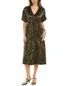 Johnny Was Midnight Mariposa Button Front Dress In Multi In Black