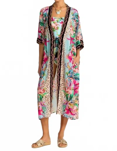 Johnny Was Miller Long Kimono In Miller Tigre Scarf Print In Multi
