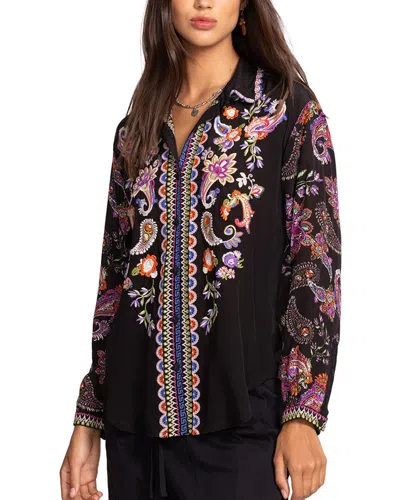 Johnny Was Mills Silk Shirt In Black