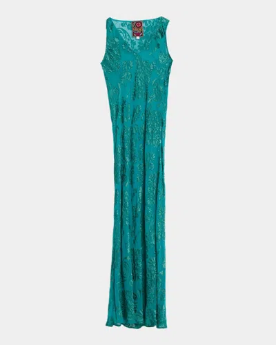 Johnny Was Mira Floral Burnout Maxi Slip Dress In Green
