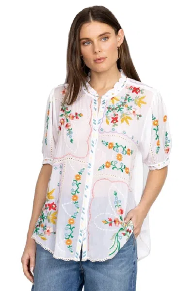 Pre-owned Johnny Was Mircea Blouse - C11923-3 In White