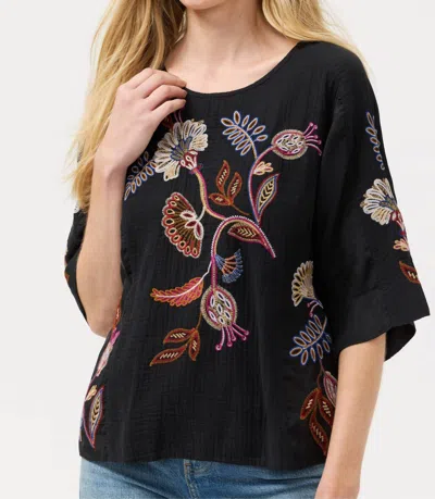 Johnny Was Mixed Media Dolman Blouse In Gineva In Black