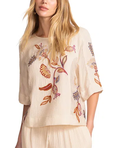 Johnny Was Mixed Media Dolman Blouse In White