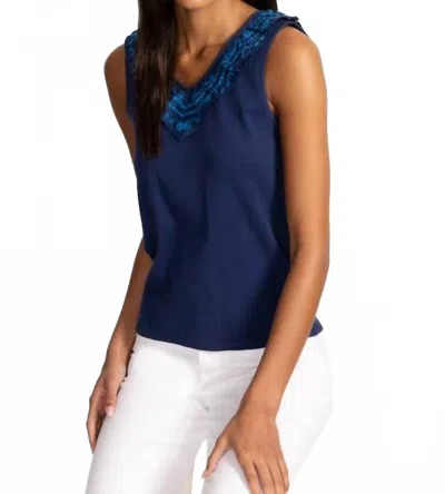 Johnny Was Mixed Media Flutter Tank Daria In Navy In Blue