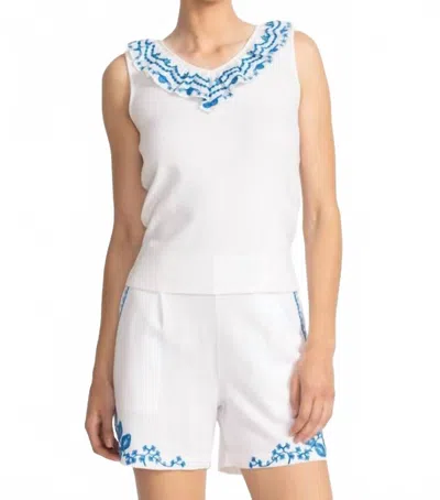 Johnny Was Mixed Media Flutter Tank Daria In White