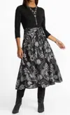 Johnny Was Mixed Media Wrap Tie Midi Dress In Black