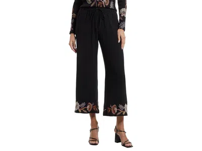 Johnny Was Mixed Media Wide Leg Pants- Gineva In Black