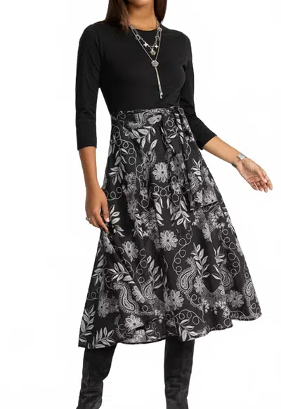 Johnny Was Mixed Media Wrap Tie Dress In Marana In Black