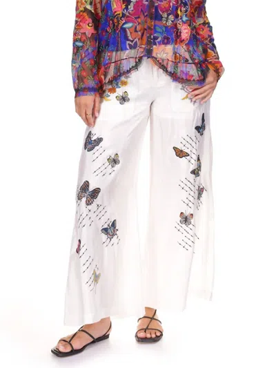 Johnny Was Moesly Embroidered Pant Borbolete In White