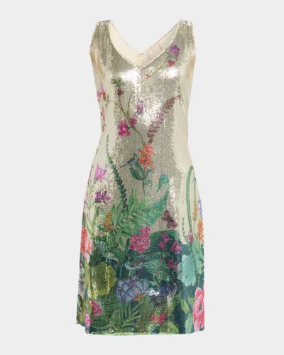 Johnny Was Monika Floral-print Sequin Mini Dress In Multi