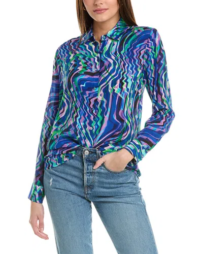 Johnny Was Moonwave Button-down Silk Shirt In Multi