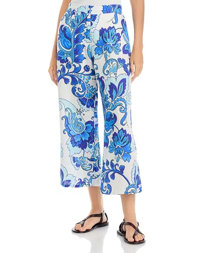 Johnny Was Naidda Crop Linen Pants In Blue