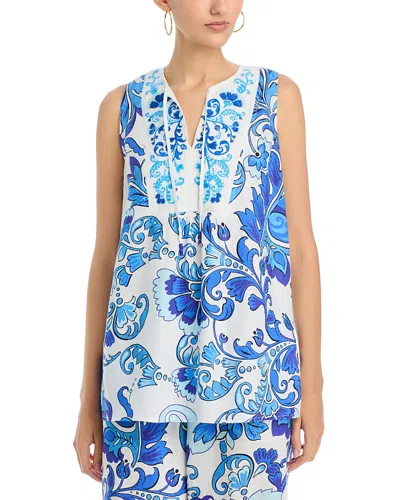 Johnny Was Naidda Linen Tunic In Blue