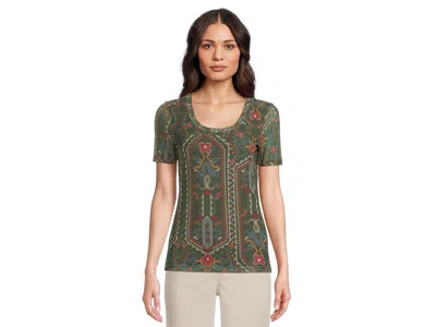 Johnny Was Nanette Short Sleeve Mesh T-shirts In Green