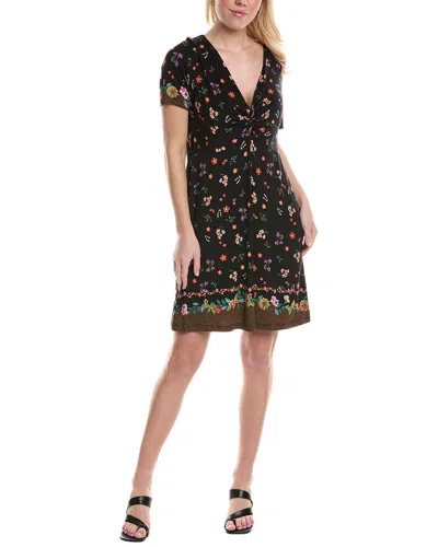 Johnny Was Nani Floral-print Twist-front Swing Dress In Neutral