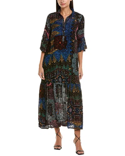 Johnny Was Nash Velvet Burnout Silk-blend Midi Dress In Multi