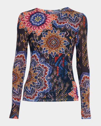 JOHNNY WAS NATALIE LONG-SLEEVE MESH TEE