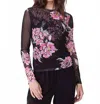 Johnny Was Natalie Long Sleeve Mesh Tee In Black Multi In Animal Print
