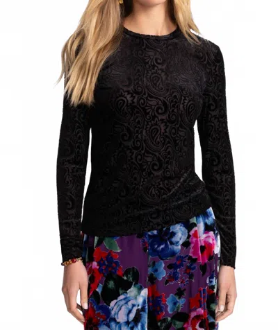 Johnny Was Natalie Long Sleeve Mesh Tee In Tova In Black