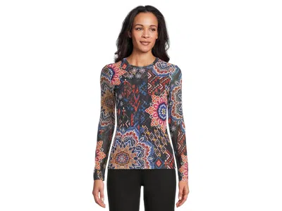 Johnny Was Natalie Long Sleeve Mesh T-shirts In Multi