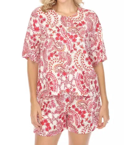 Johnny Was Neck Button Blouse In Lillet In Multi
