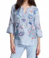 Johnny Was Neilly Ruffle Sleeve Blouse In Barine Stripe Bar In Multi