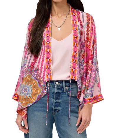 Johnny Was Neli Short Studded Kimono In Tami Scarf In Multi