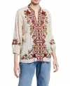 Johnny Was Nepal Effortless Swing Blouse In Sti In Beige