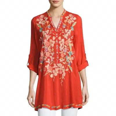 Johnny Was Nikki Tunic In Coral In Red