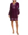 Johnny Was Nikkola Velvet Silk-blend Mini Dress In Purple