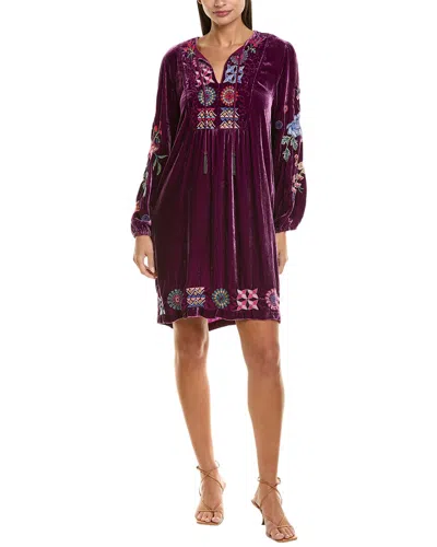 Johnny Was Nikkola Velvet Silk-blend Mini Dress In Purple