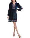 Johnny Was Nikkola Velvet Silk-blend Mini Dress In Blue