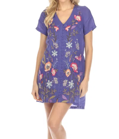 Johnny Was Nila Easy Breezy Linen Tunic Dress In Blue Iris