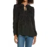 Johnny Was Nova Velvet Back Blouse In Blk In Black