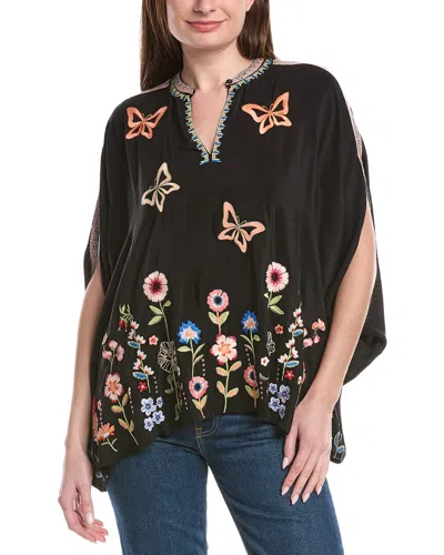 Johnny Was Nuria Silk Poncho In Black