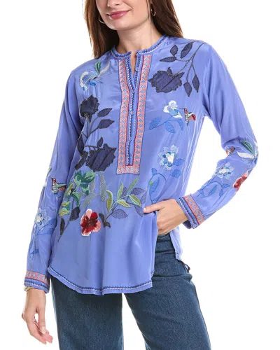 Johnny Was Nya Silk Shirt In Blue