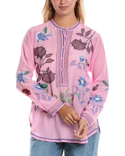 Johnny Was Nya Silk Shirt In Pink