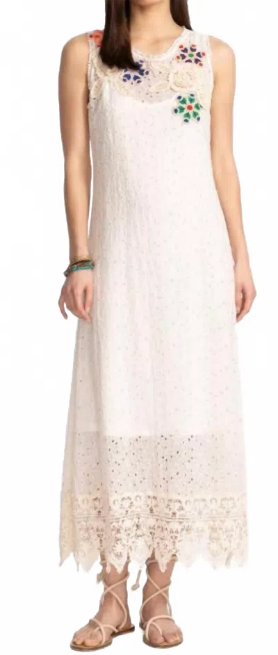 Johnny Was Nydia Applique Dress In Off White