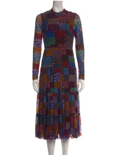 Pre-owned Johnny Was Nylon Long Dress In Blue