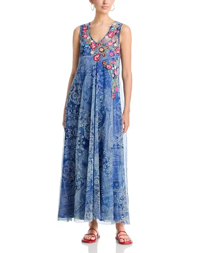 Johnny Was Odalys Mesh Dress In Blue