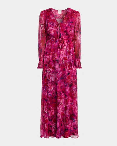 Johnny Was Odessa Floral-print Silk Chiffon Maxi Dress In Pink