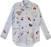 Johnny Was Ondine Embroidered Chambrey Blouse In Blue Multi