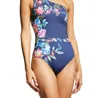 Johnny Was One Shoulder Bloom One Piece Swimsuit In Multi In Blue