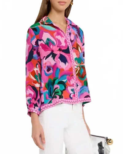 Johnny Was Open Neck Shirt In Ambre In Pink