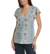 Johnny Was Oriel Flutter Sleeve Tee In Heather Grey In Gray
