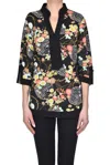 Johnny Was Oriental Style Jersey Blouse In Black