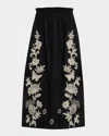 Johnny Was Orla Floral-embroidered Linen Maxi Skirt