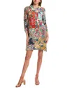 Johnny Was Otti Polo Tunic Dress In Multi Color In Blue