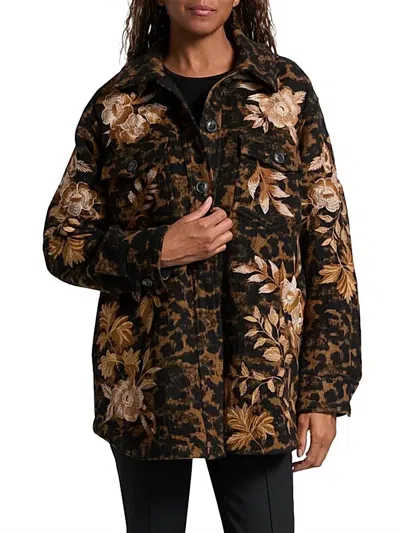 Johnny Was Oversized Shirt Jacket In Floron Jacquard In Brown
