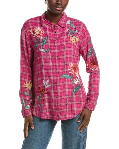 Johnny Was Oversized Shirt Tunic In Red